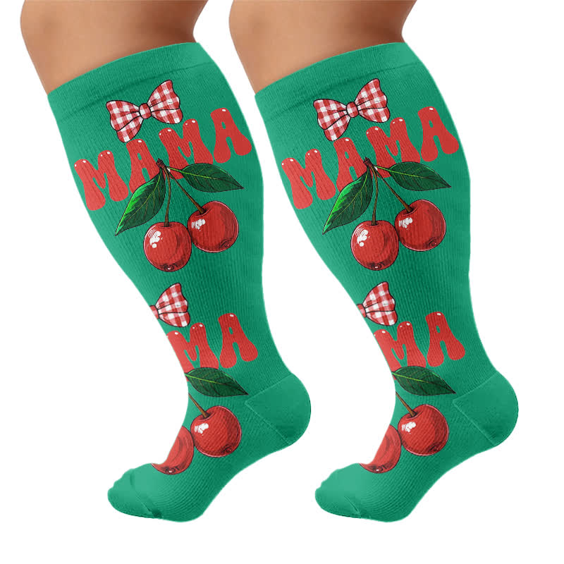 Plusock Plus Size Cherry Bow Mama Compression Socks - image 8