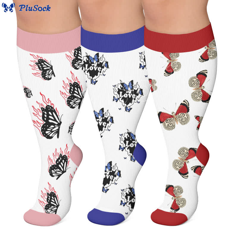Plusock Plus Size Butterfly Flame Compression Socks - image 0