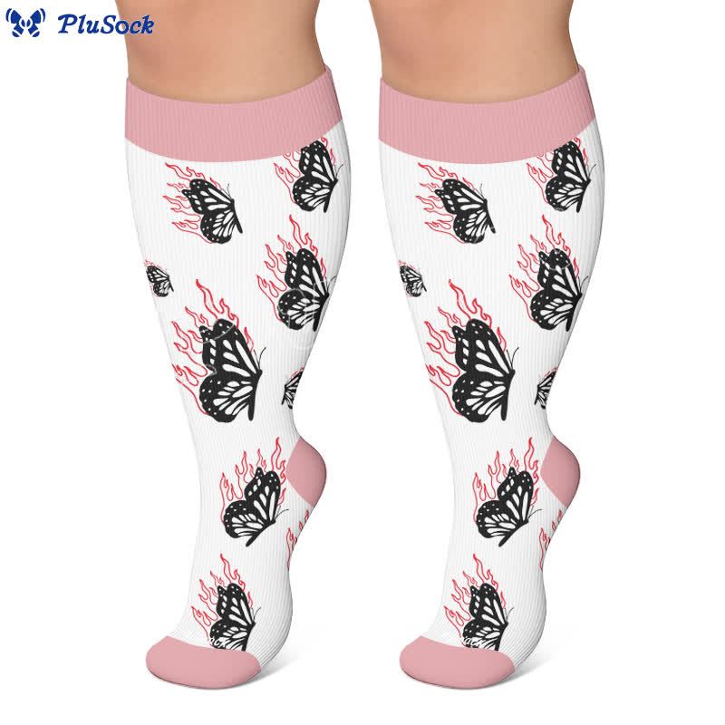 Plusock Plus Size Butterfly Flame Compression Socks - image 5