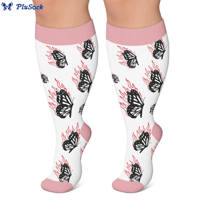 Plusock Plus Size Butterfly Flame Compression Socks - image 5