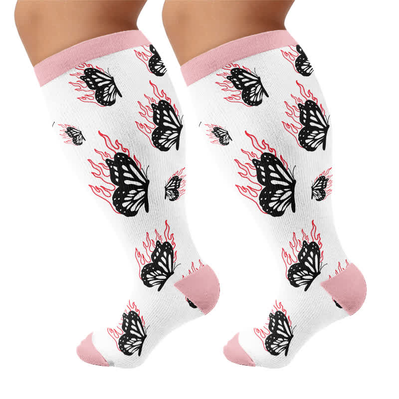 Plusock Plus Size Butterfly Flame Compression Socks - image 8