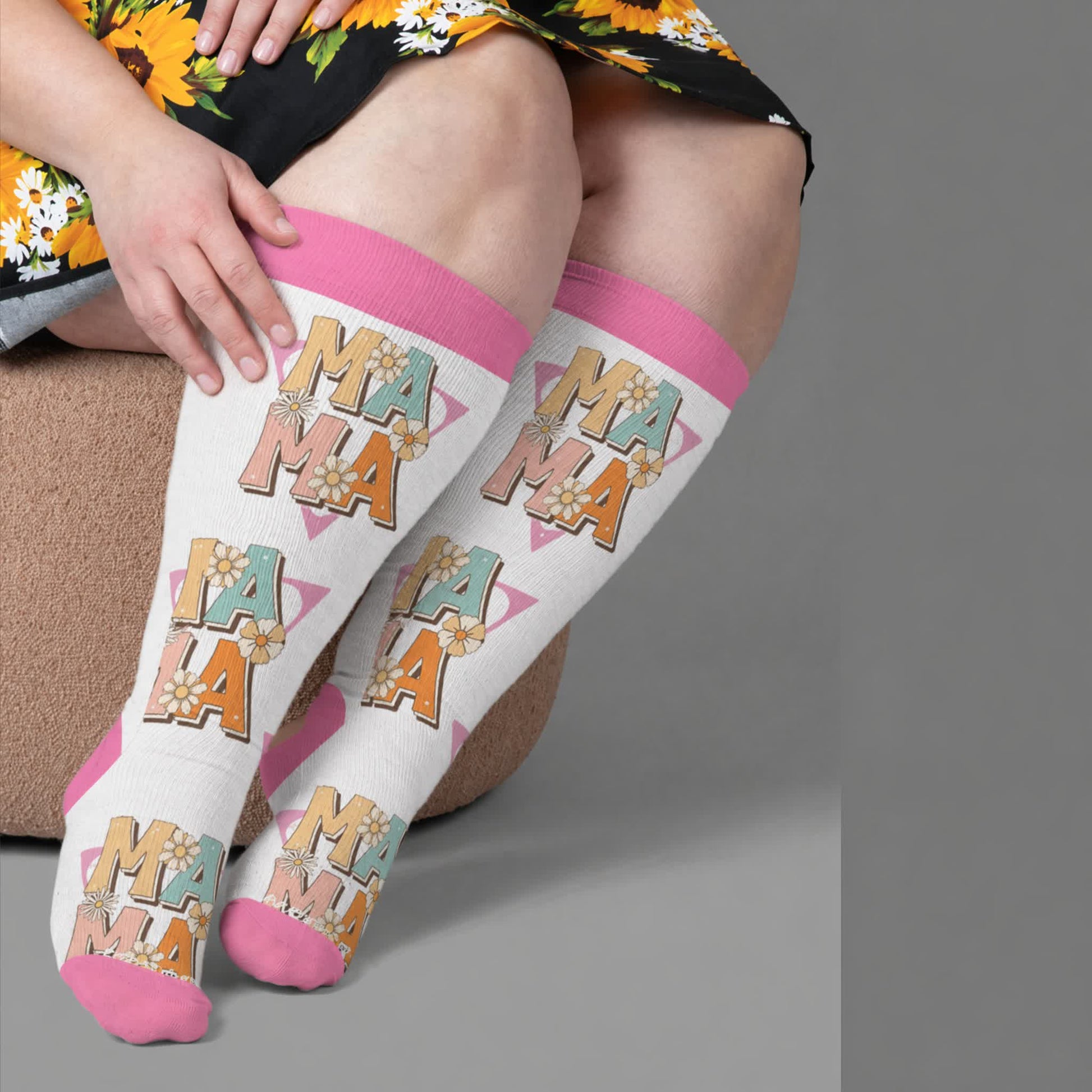 Plusock Plus Size Cherry Bow Mama Compression Socks - Pink(1 Pair) - 4XL(1 Pair) - image 3