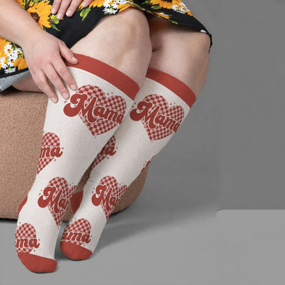 Plusock Plus Size Cherry Bow Mama Compression Socks - Red(1 Pair) - 4XL(1 Pair) - image 2