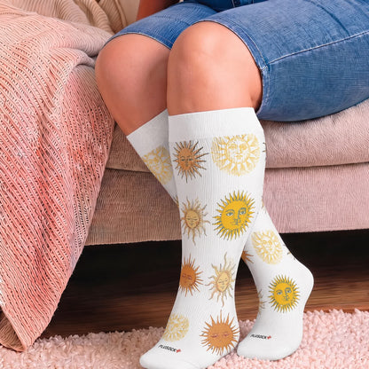 Plusock Plus Size Retro Eye Bloom Compression Socks - White(1 Pair) - 4XL - image 3
