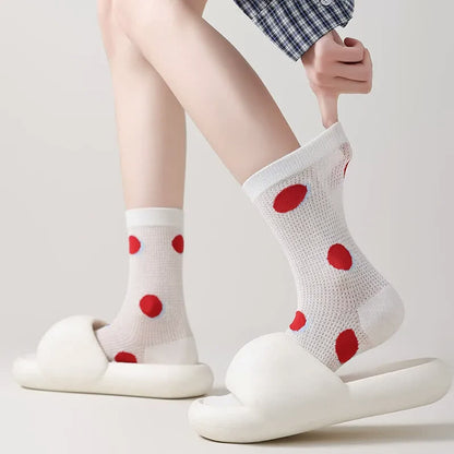 Plusock Polka Mesh Sheer Quarter Socks(4 Pairs) - image 2