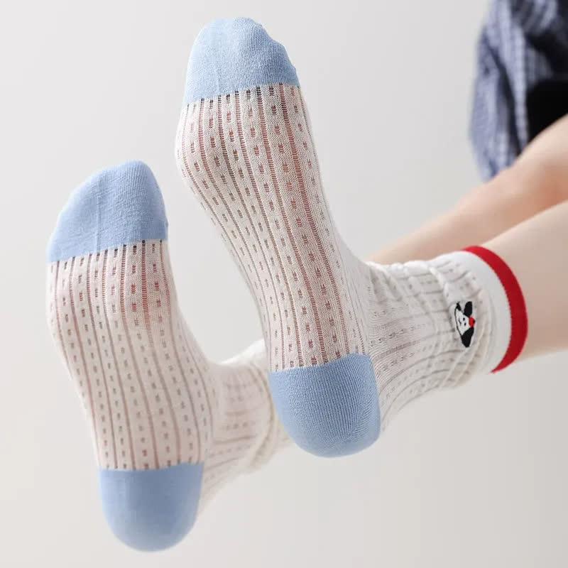 Plusock Polka Mesh Sheer Quarter Socks(4 Pairs) - image 3