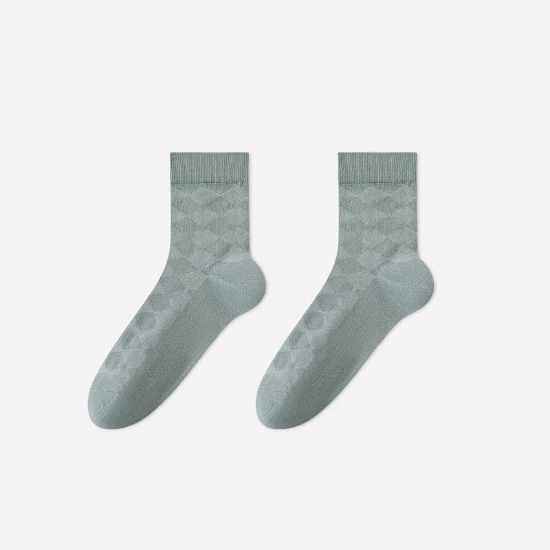 Plusock Soft Argyle Knit Quarter Socks(4 Pairs) - Green - EU40-45(US7-11) - image 8