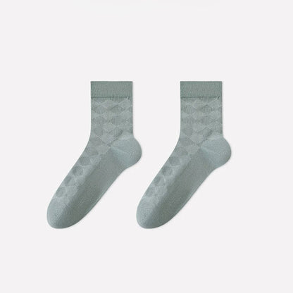 Plusock Soft Argyle Knit Quarter Socks(4 Pairs) - Green - EU40-45(US7-11) - image 8