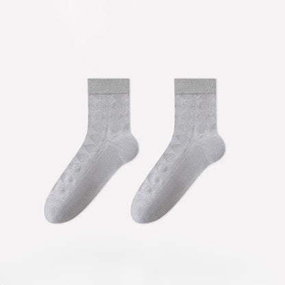 Plusock Soft Argyle Knit Quarter Socks(4 Pairs) - Light Gray - EU40-45(US7-11) - image 9