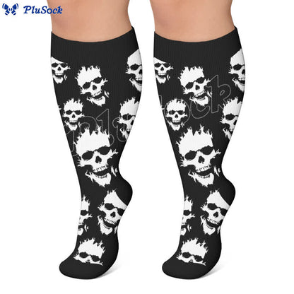 Plusock Plus Size Skull Bee Compression Socks - image 6