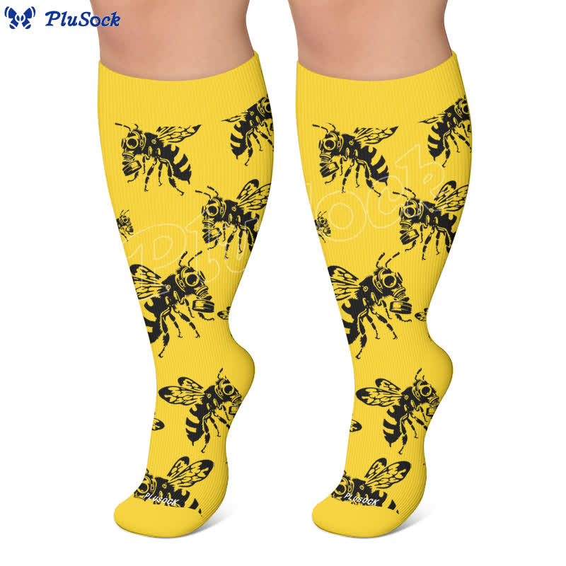 Plusock Plus Size Skull Bee Compression Socks - image 5