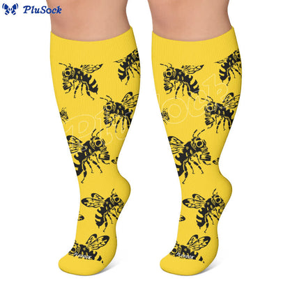 Plusock Plus Size Skull Bee Compression Socks - image 5