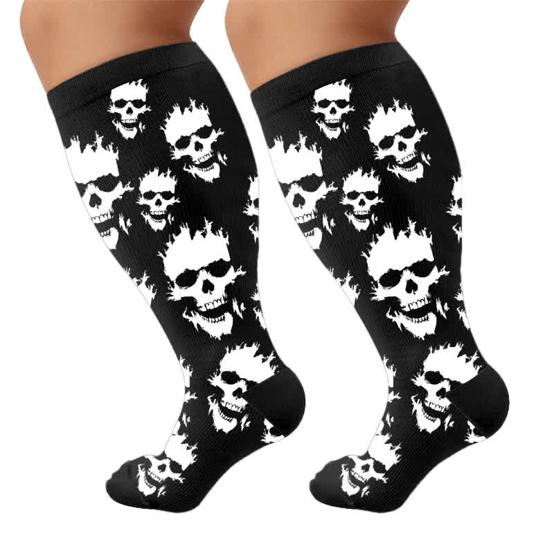 Plusock Plus Size Skull Bee Compression Socks - image 9