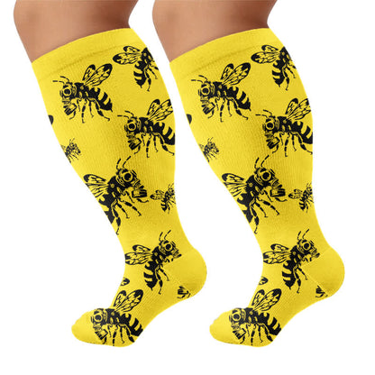 Plusock Plus Size Skull Bee Compression Socks - image 8