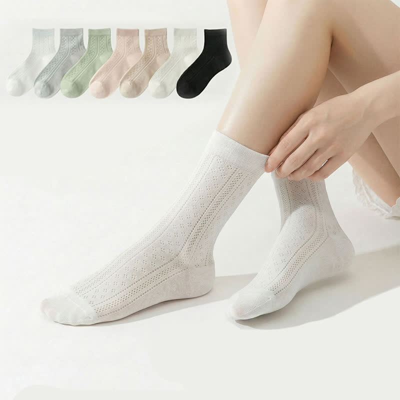 Plusock Breathable Air Mesh Quarter Socks(7 Pairs) - Multicolor - EU36-40(US3-7) - image 0