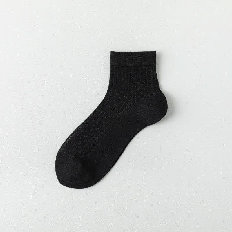 Plusock Breathable Air Mesh Quarter Socks(7 Pairs) - Black - EU36-40(US3-7) - image 10