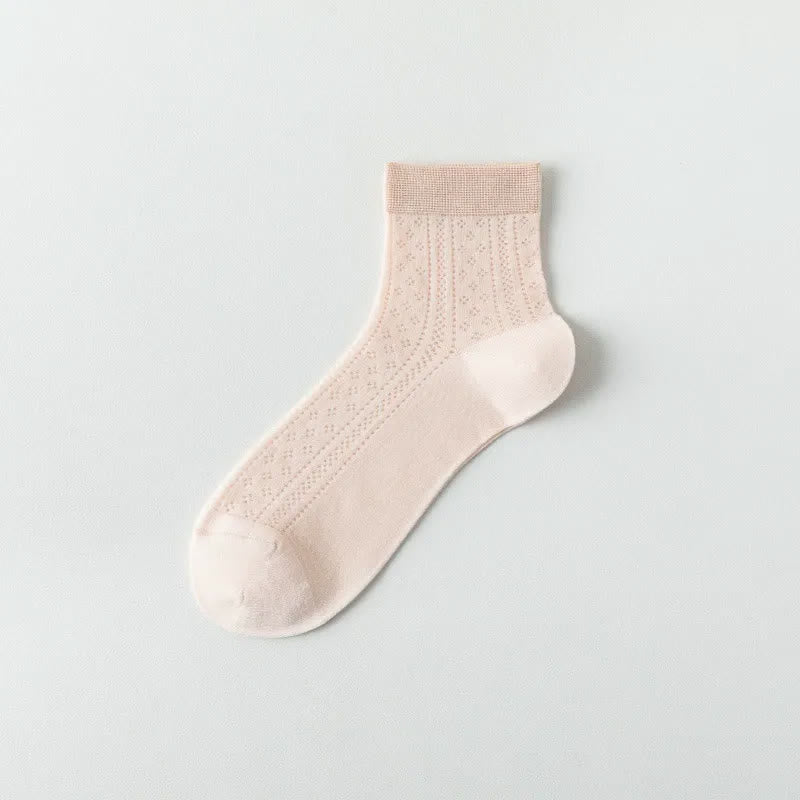 Plusock Breathable Air Mesh Quarter Socks(7 Pairs) - Pink - EU36-40(US3-7) - image 11
