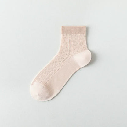 Plusock Breathable Air Mesh Quarter Socks(7 Pairs) - Pink - EU36-40(US3-7) - image 11