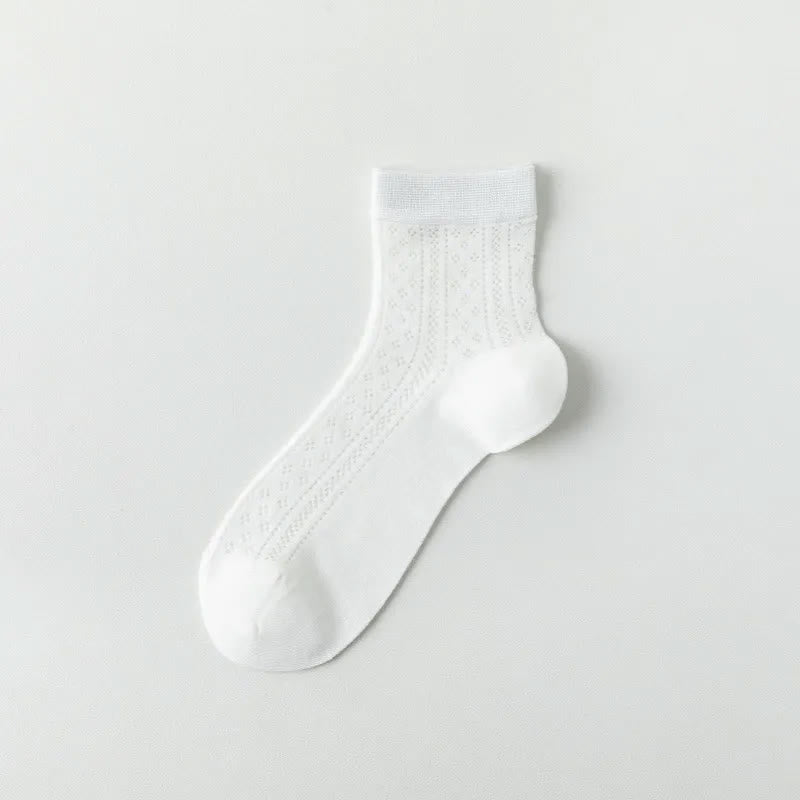 Plusock Breathable Air Mesh Quarter Socks(7 Pairs) - White - EU36-40(US3-7) - image 5