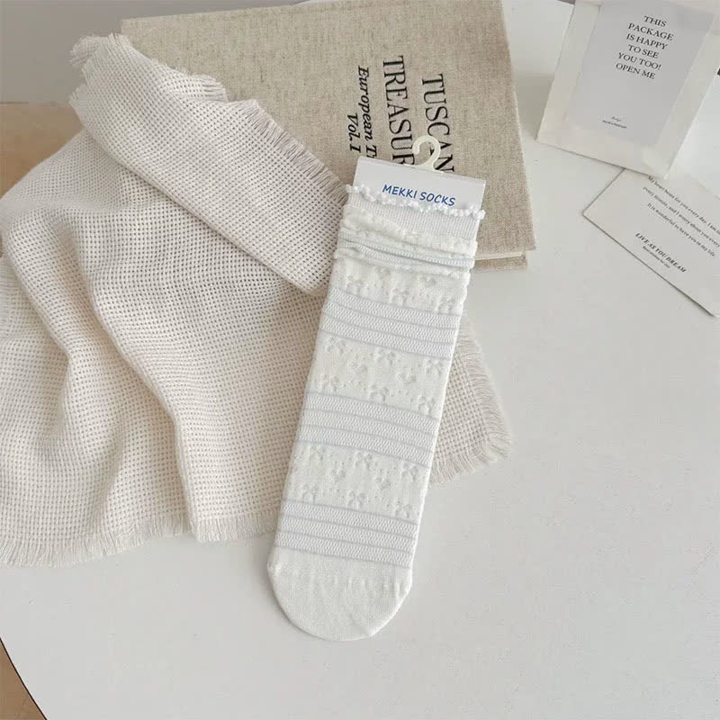 Plusock Soft Jacquard Quarter Socks(5 Pairs) - White - EU35-41(US2-7.5) - image 4