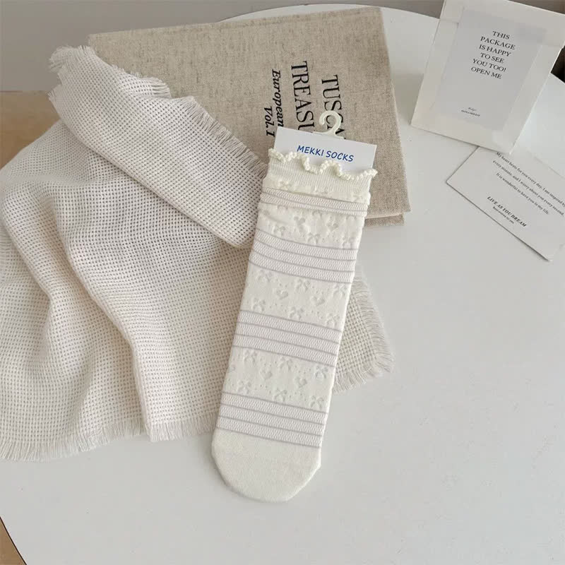 Plusock Soft Jacquard Quarter Socks(5 Pairs) - Beige - EU35-41(US2-7.5) - image 7