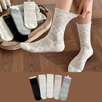 Plusock Soft Jacquard Quarter Socks(5 Pairs) - image 0
