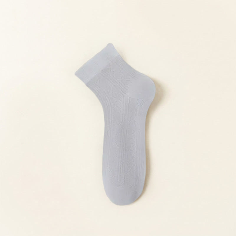 Plusock Sheer Mesh Quarter Socks(5 Pairs) - Light Gray - EU40-44(US7-10) - image 4