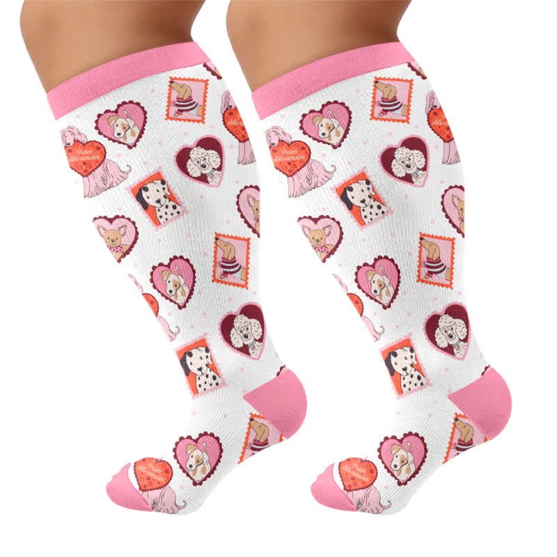 Plusock Plus Size Sweetheart Checkered Compression Socks - White(1 Pair) - 4XL - image 10