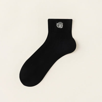 Plusock Sheer Rose Embroidered Ankle Socks(5 Pairs) - Black - EU35-39(US2-6) - image 7
