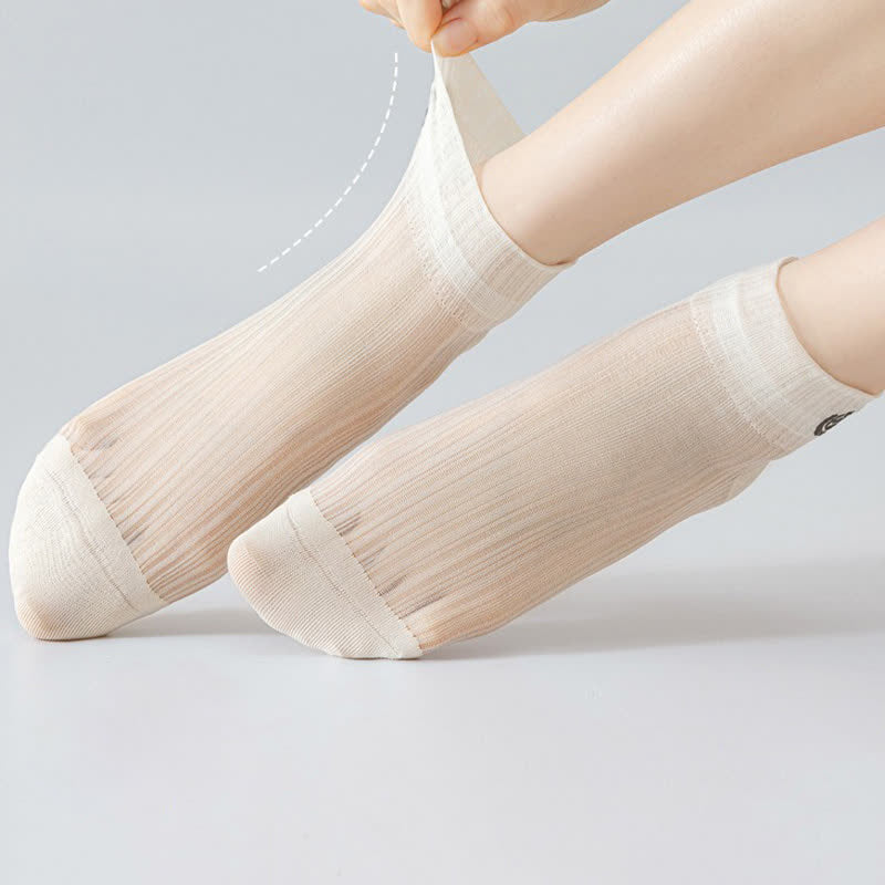Plusock Sheer Rose Embroidered Ankle Socks(5 Pairs) - image 2