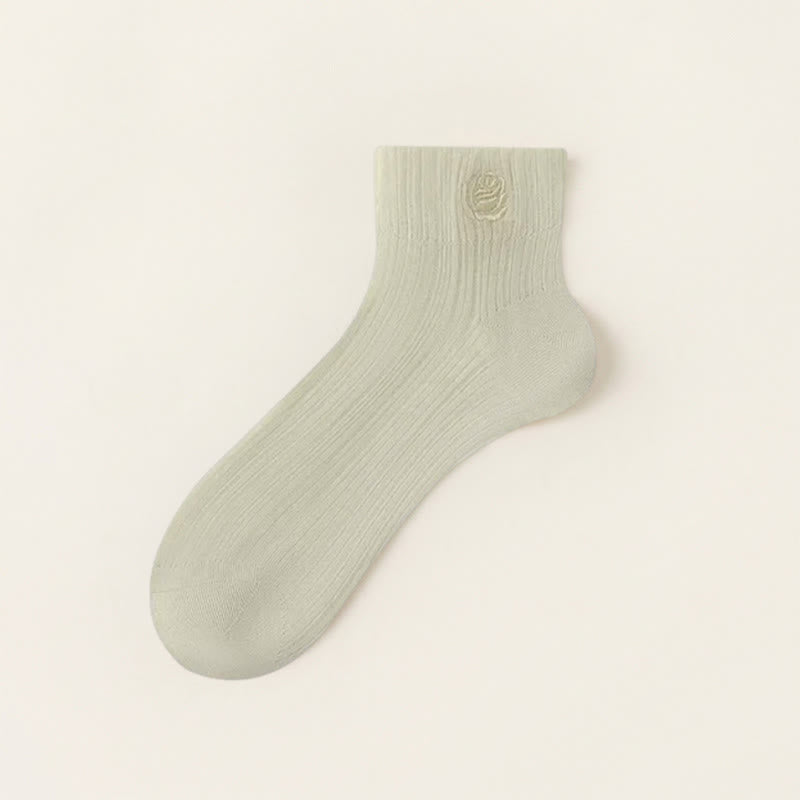 Plusock Sheer Rose Embroidered Ankle Socks(5 Pairs) - Green - EU35-39(US2-6) - image 6
