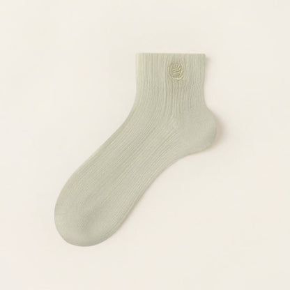 Plusock Sheer Rose Embroidered Ankle Socks(5 Pairs) - Green - EU35-39(US2-6) - image 6