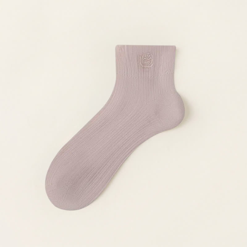 Plusock Sheer Rose Embroidered Ankle Socks(5 Pairs) - Purple - EU35-39(US2-6) - image 8