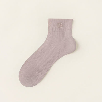Plusock Sheer Rose Embroidered Ankle Socks(5 Pairs) - Purple - EU35-39(US2-6) - image 8