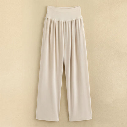 Plusock High Waist Draped Wide Leg Pants - Khaki - XL - image 1