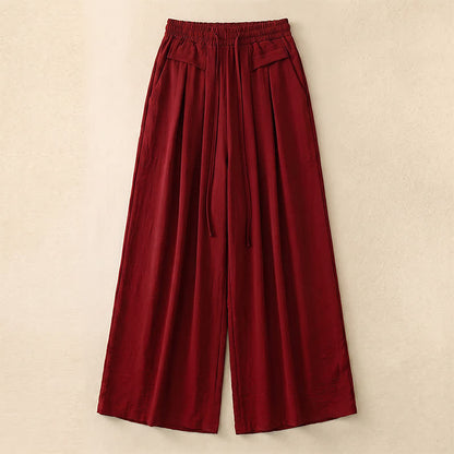 Plusock Soft Stretch Wide Leg Casual Pants - Red - 5XL - image 3