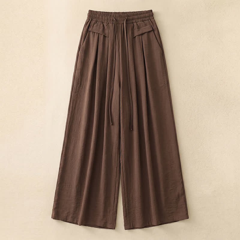 Plusock Soft Stretch Wide Leg Casual Pants - Coffee - 5XL - image 1