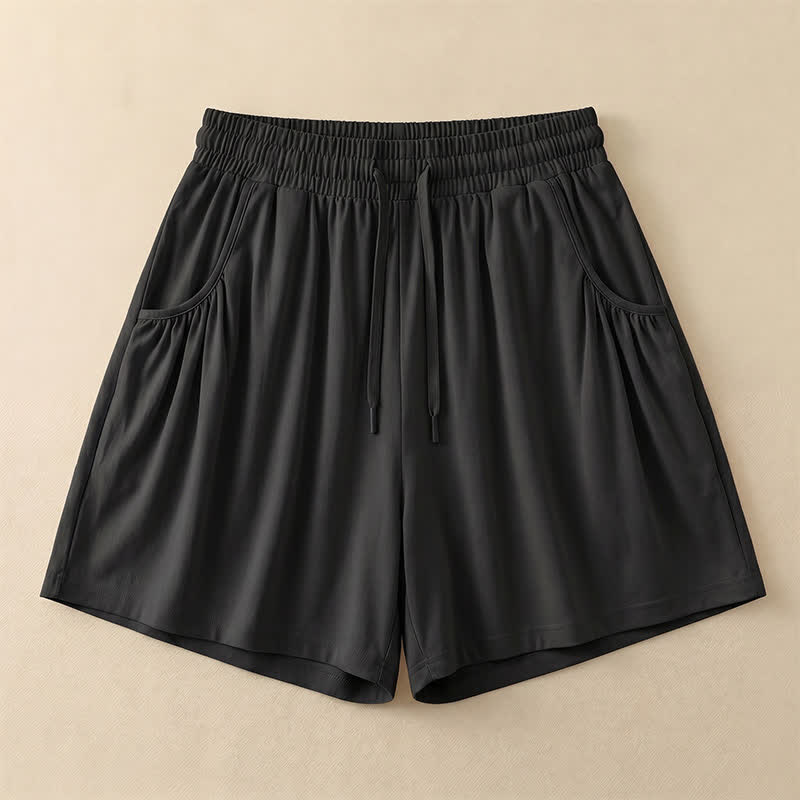 Plusock Relaxed Drawstring Lounge Shorts - Black - 4XL - image 2