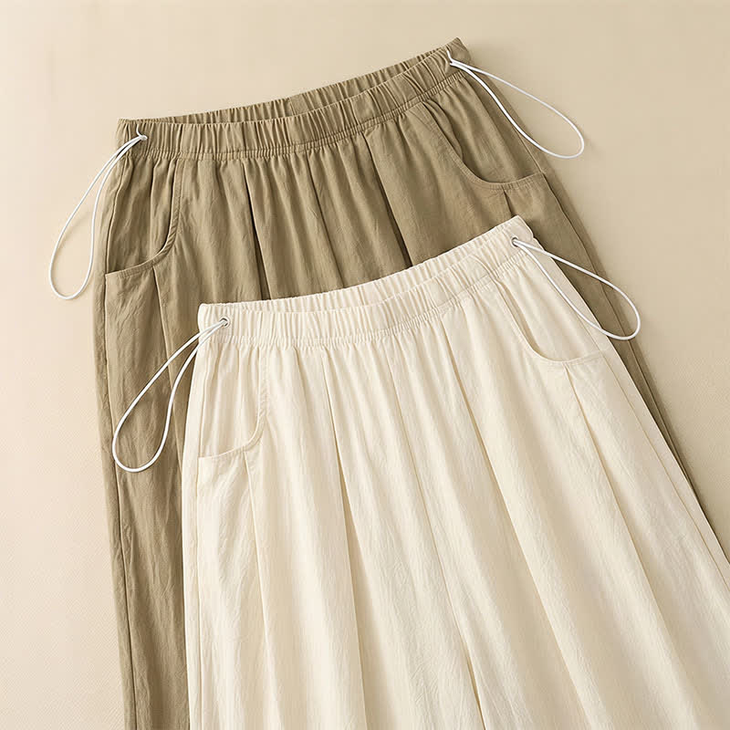 Plusock Adjustable Drawstring Elastic Waist Wide Leg Pants - image 8