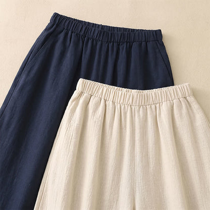 Plusock Drawstring Wide Leg Casual Linen-Blend Pants - image 4