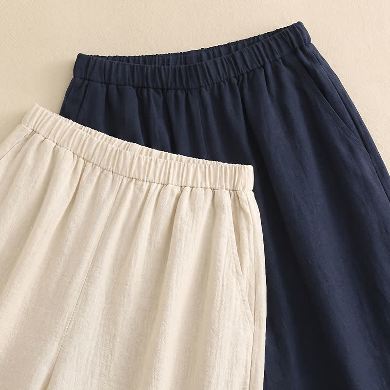 Plusock Drawstring Wide Leg Casual Linen-Blend Pants - image 5