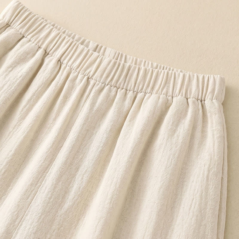Plusock Drawstring Wide Leg Casual Linen-Blend Pants - image 2