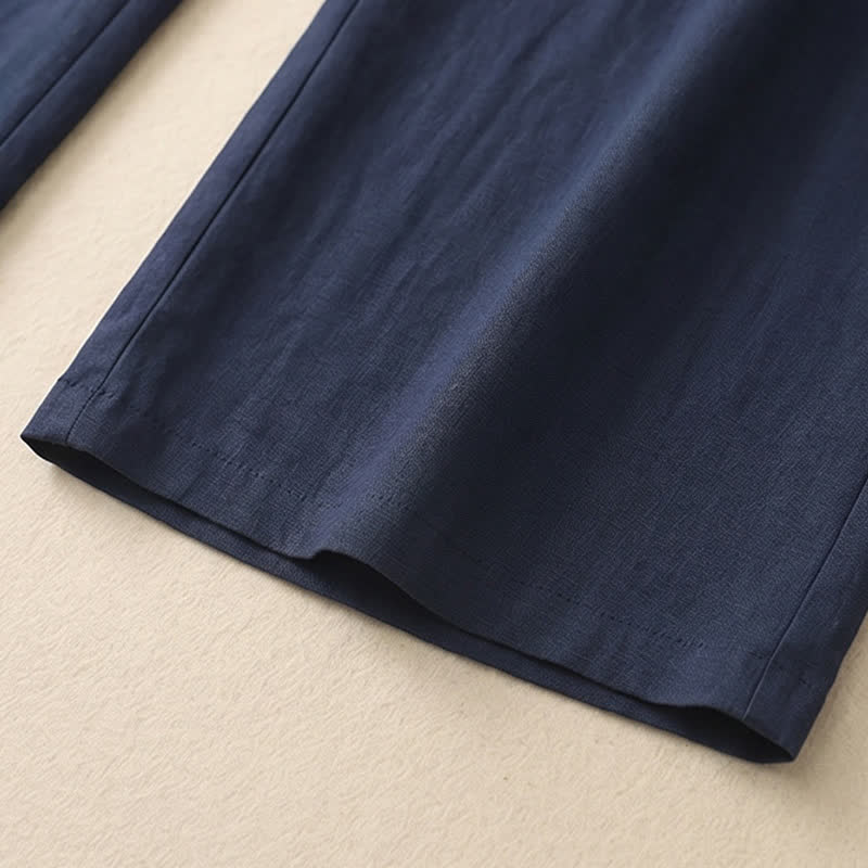 Plusock Drawstring Wide Leg Casual Linen-Blend Pants - image 9