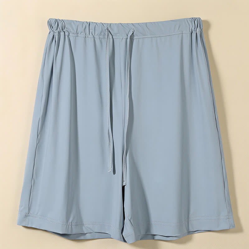 Plusock Ice Silk Drawstring Lounge Shorts - Blue - 2XL - image 5