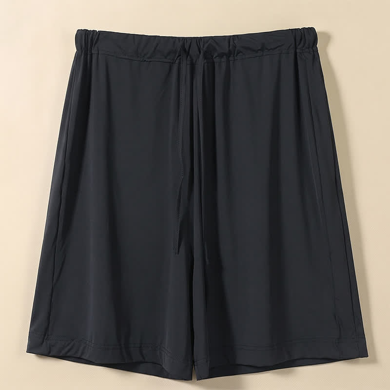 Plusock Ice Silk Drawstring Lounge Shorts - Black - 2XL - image 3