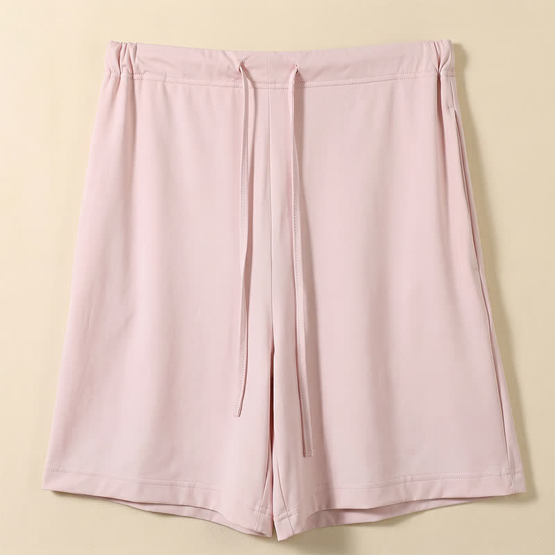 Plusock Ice Silk Drawstring Lounge Shorts - Pink - 2XL - image 0