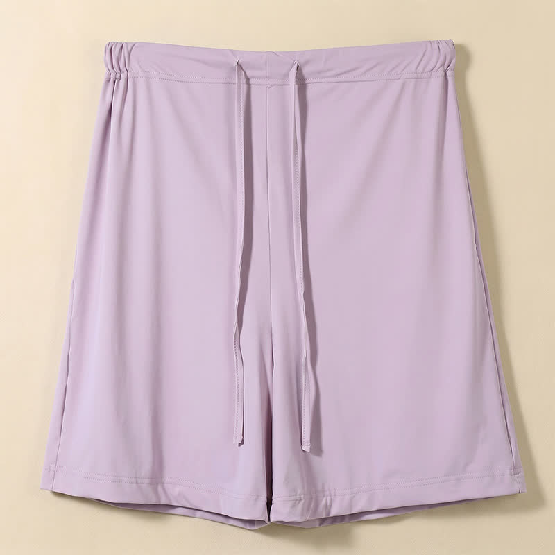Plusock Ice Silk Drawstring Lounge Shorts - Purple - 2XL - image 2