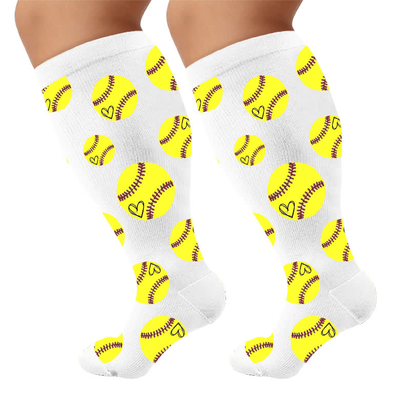 Plusock Plus Size Baseball Bow Ribbed Compression Socks - image 9