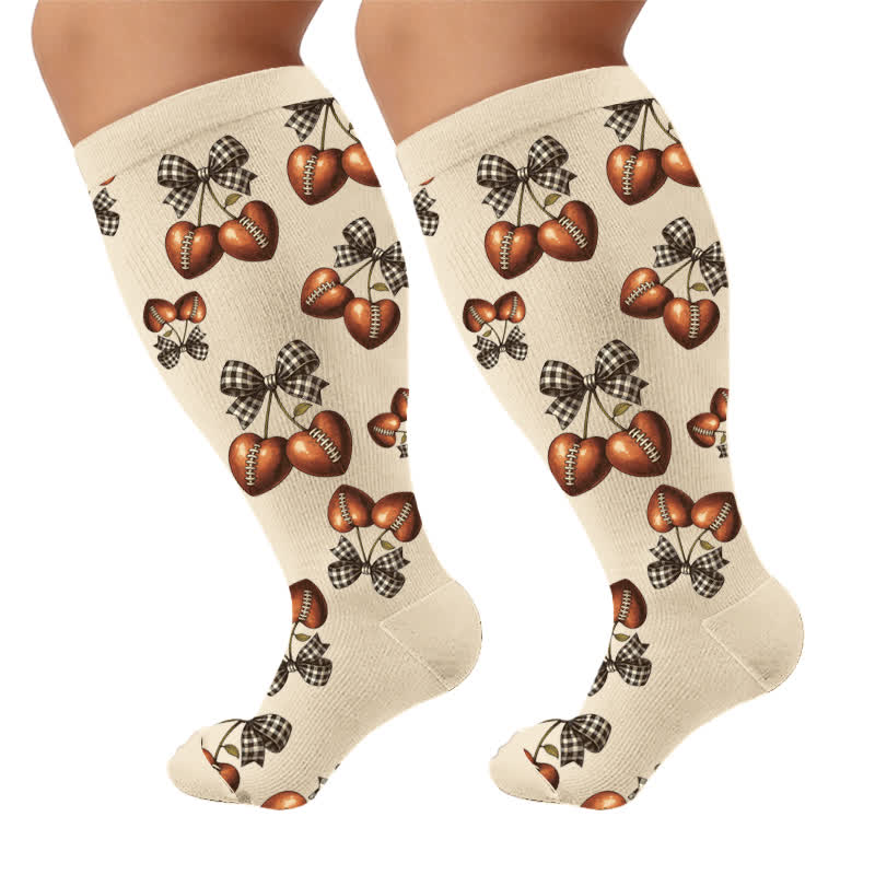 Plusock Plus Size Baseball Bow Ribbed Compression Socks - image 10