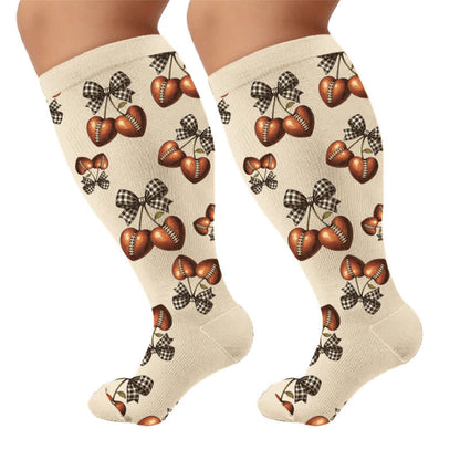 Plusock Plus Size Baseball Bow Ribbed Compression Socks - image 10
